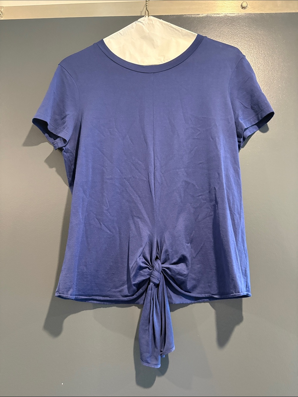Theory Blue Short Sleeve Tie-Front Tee